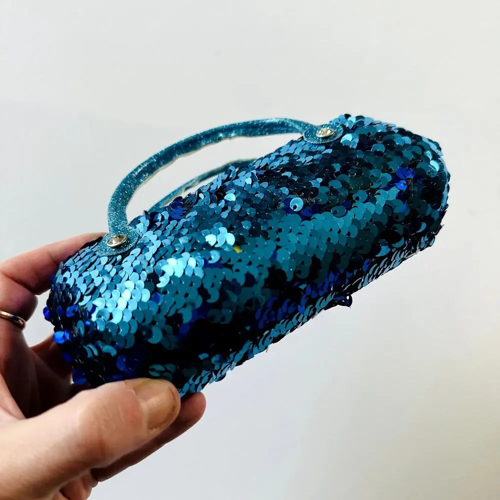 ❣️LOWEST PRICE❣️ Justice Blue Sequin Kids Sunglass Case Purse